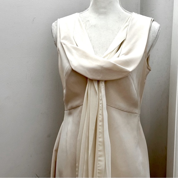 Morgane Le Fay Dresses & Skirts - SOLD Morgane Le Fay Crème Silk Gown Dress with Draped Neckline, sz M